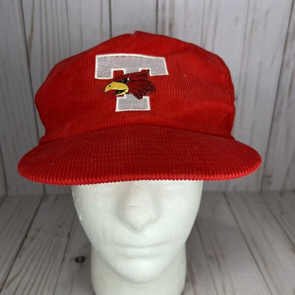 Vintage Corduroy Hat Snapback T Cardinal Embroidered Red - Picture 1 of 8